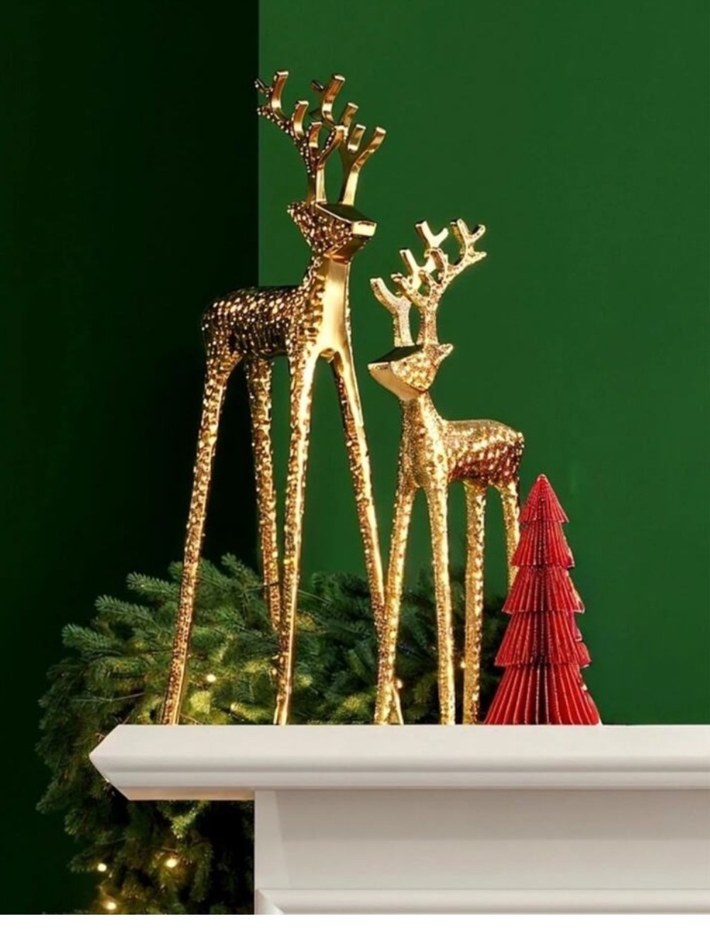 NEW! Gold Metallic Christmas Deer Tabletop Decor Holiday Reindeer 13” Walmart